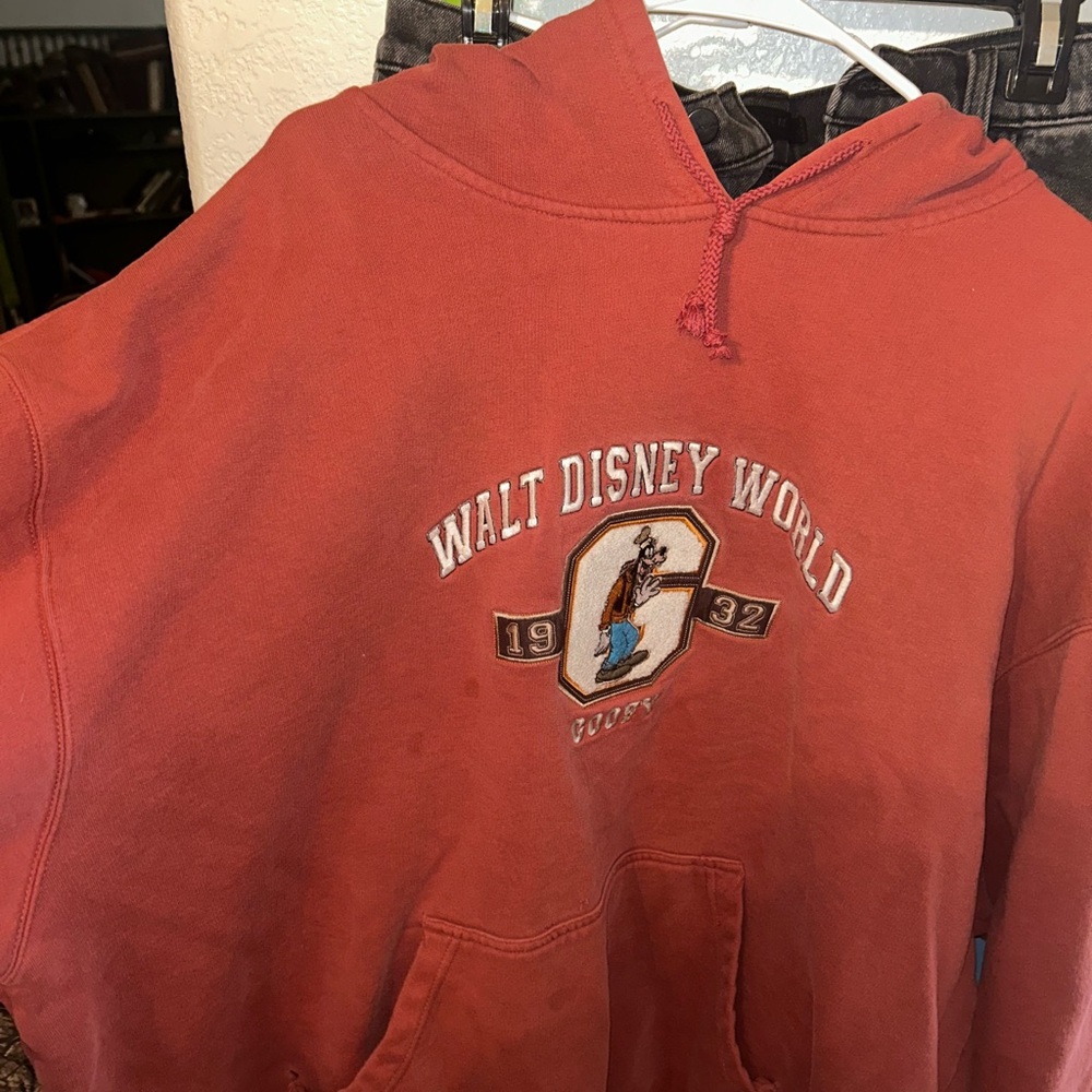 Disney Brick Red Hoodie with Embroidered Logo from Disney world